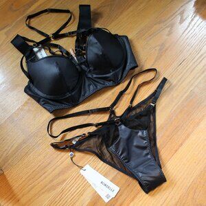 SET Bordelle Vero Longline Bodice Bra Brief strappy mesh 24k LL Extra Large NWT